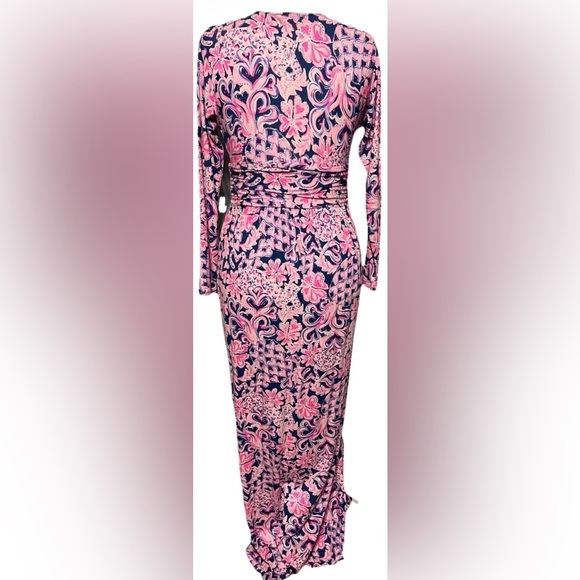 Lilly Pulitzer Nichola Pink Maxi Dress Love You Bunches Vacation Resort Small - Picture 2 of 8